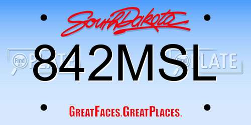 842MSL South Dakota License Plate