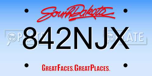 842NJX South Dakota License Plate