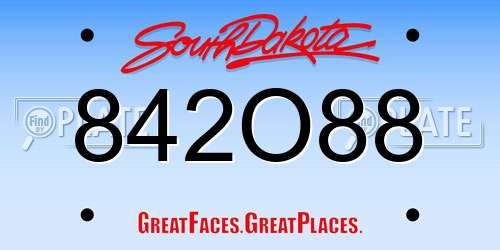 842O88 South Dakota License Plate