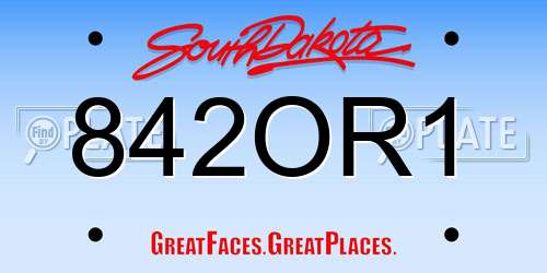 842OR1 South Dakota License Plate