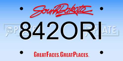 842ORI South Dakota License Plate