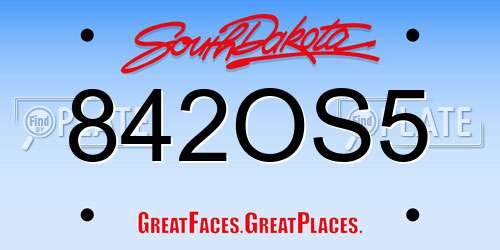 842OS5 South Dakota License Plate
