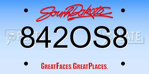 842OS8 South Dakota License Plate
