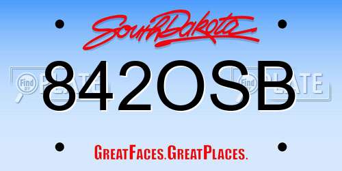 842OSB South Dakota License Plate