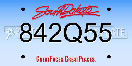 842Q55 South Dakota License Plate