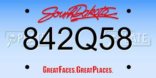 842Q58 South Dakota License Plate