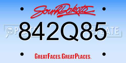 842Q85 South Dakota License Plate