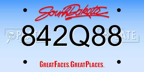842Q88 South Dakota License Plate