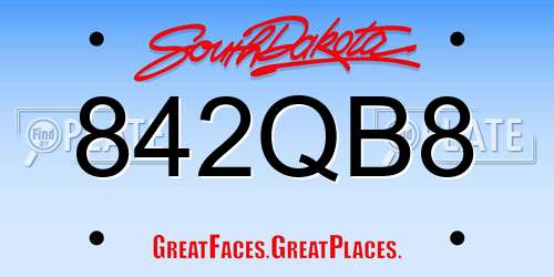842QB8 South Dakota License Plate