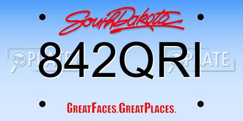 842QRI South Dakota License Plate