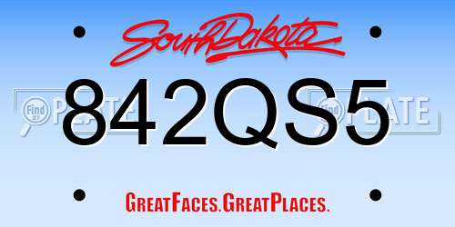 842QS5 South Dakota License Plate
