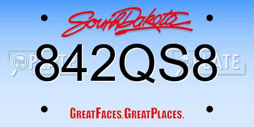 842QS8 South Dakota License Plate