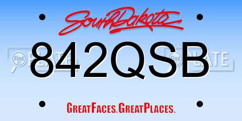 842QSB South Dakota License Plate