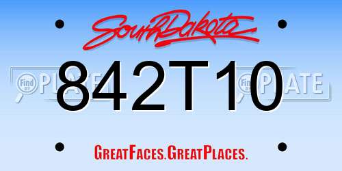 842T10 South Dakota License Plate