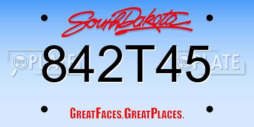 842T45 South Dakota License Plate