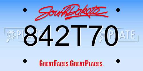842T70 South Dakota License Plate