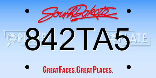 842TA5 South Dakota License Plate