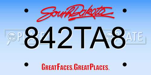 842TA8 South Dakota License Plate