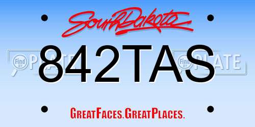 842TAS South Dakota License Plate
