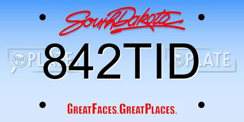 842TID South Dakota License Plate
