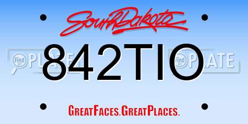 842TIO South Dakota License Plate