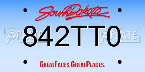 842TT0 South Dakota License Plate