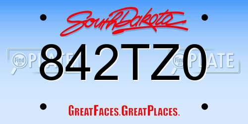 842TZ0 South Dakota License Plate