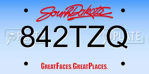 842TZQ South Dakota License Plate