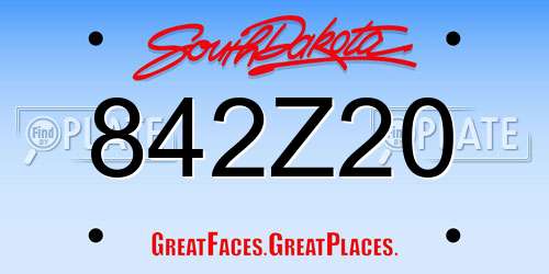 842Z20 South Dakota License Plate