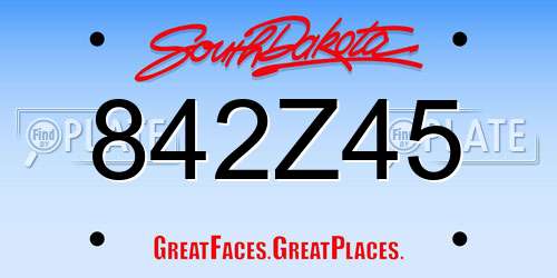 842Z45 South Dakota License Plate