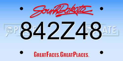 842Z48 South Dakota License Plate