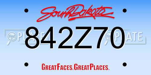 842Z70 South Dakota License Plate