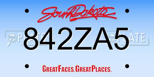 842ZA5 South Dakota License Plate