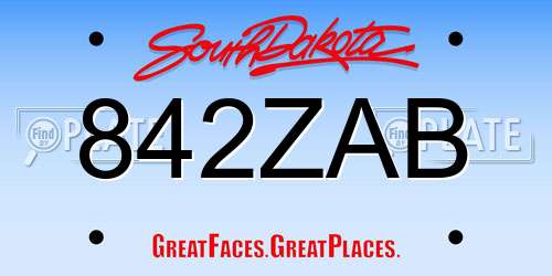 842ZAB South Dakota License Plate
