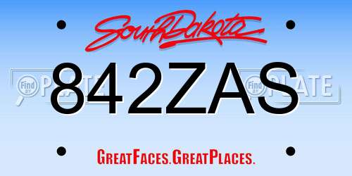 842ZAS South Dakota License Plate