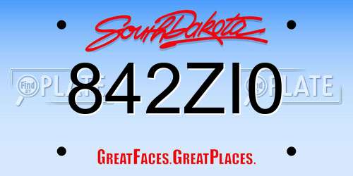 842ZI0 South Dakota License Plate