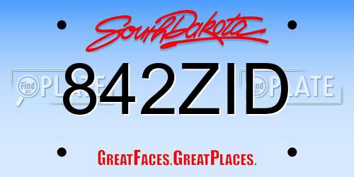 842ZID South Dakota License Plate