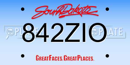 842ZIO South Dakota License Plate