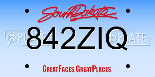 842ZIQ South Dakota License Plate