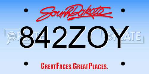 842ZOY South Dakota License Plate