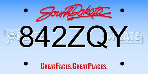 842ZQY South Dakota License Plate