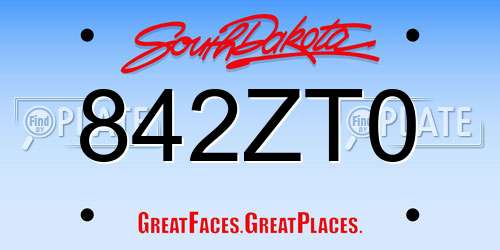 842ZT0 South Dakota License Plate