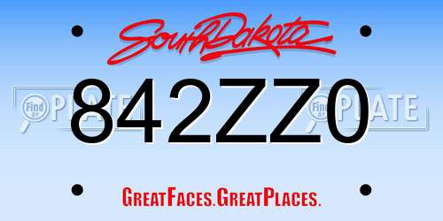 842ZZ0 South Dakota License Plate