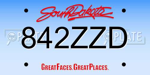 842ZZD South Dakota License Plate