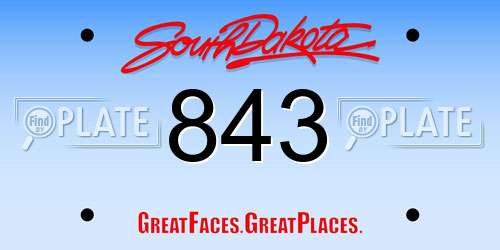 843 South Dakota License Plate