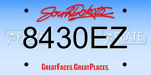 8430EZ South Dakota License Plate