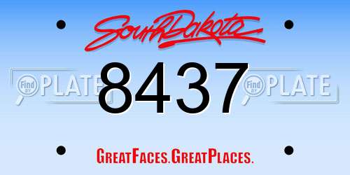 8437 South Dakota License Plate