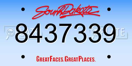 8437339 South Dakota License Plate