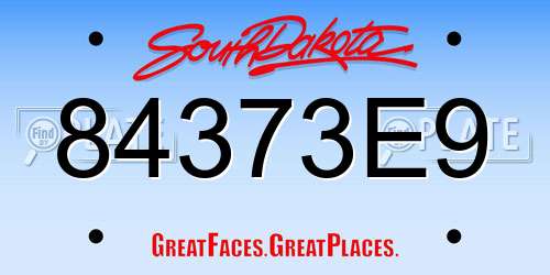 84373E9 South Dakota License Plate