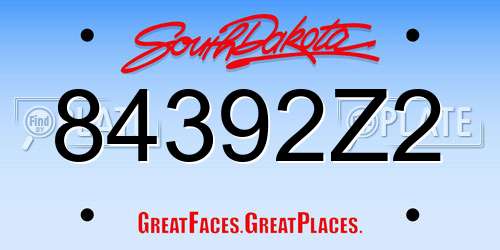 84392Z2 South Dakota License Plate
